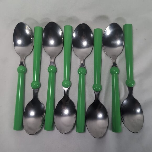 IKEA Grammatik Green 8 Lot Set Vintage Stainless Flatware Cutlery Spoon Utensils - Picture 1 of 15